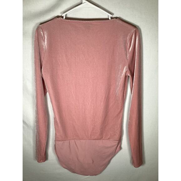 J CREW Stretch Pink Velvet Bodysuit Womens Small Balletcore Preppy - Picture 4 of 9